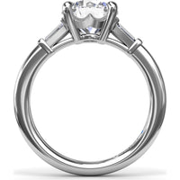 Tapered Baguette Diamond Engagement Ring Setting with Round Center Mount by Fana - 0.13 Carat Total Diamond Weight