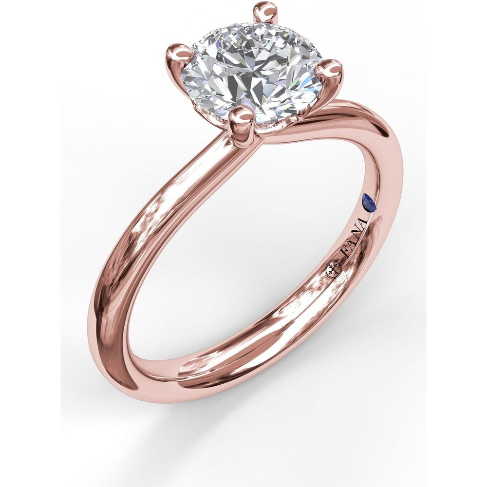 Tapered Band Solitaire Engagement Ring Setting with Round Center Stone by Fana