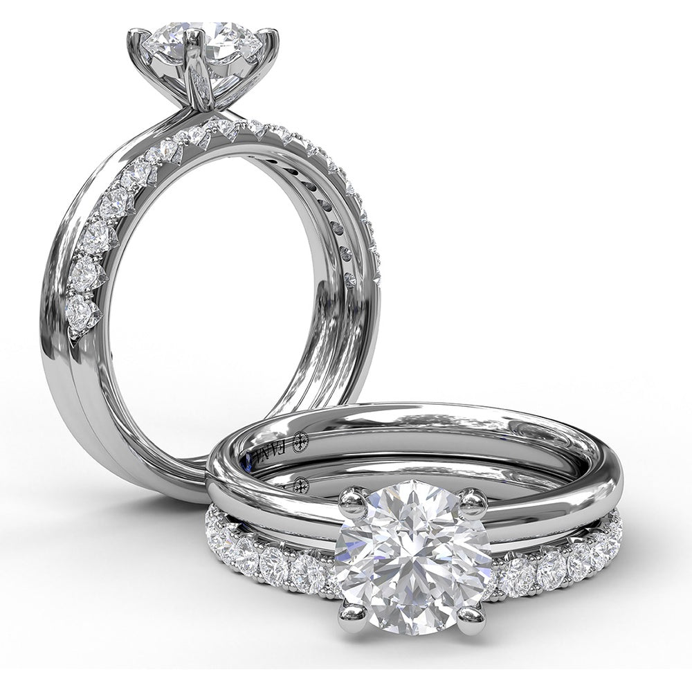 Tapered Band Solitaire Engagement Ring Setting with Round Center Stone by Fana