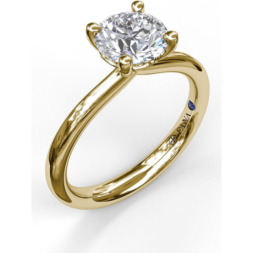 Tapered Band Solitaire Engagement Ring Setting with Round Center Stone by Fana