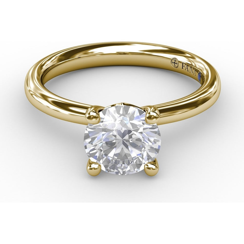 Tapered Band Solitaire Engagement Ring Setting with Round Center Stone by Fana