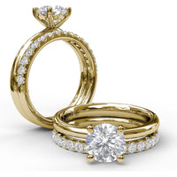 Tapered Band Solitaire Engagement Ring Setting with Round Center Stone by Fana