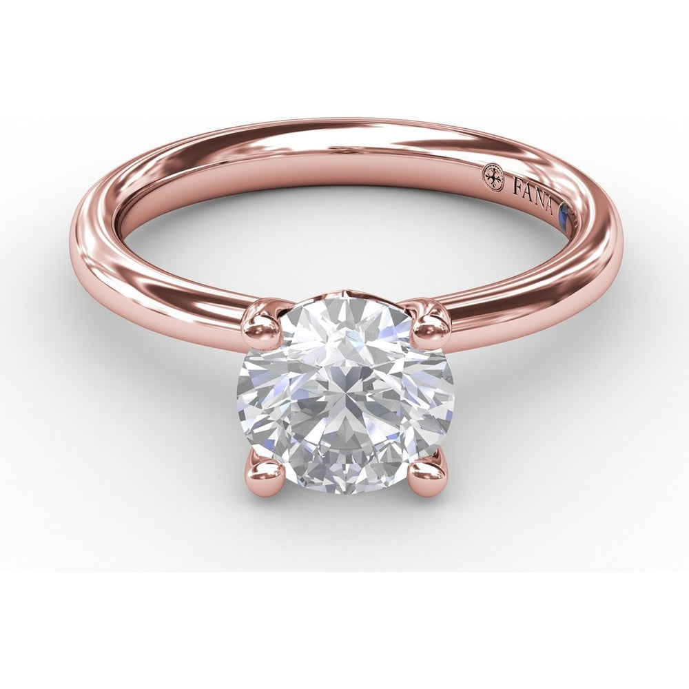 Tapered Band Solitaire Engagement Ring Setting with Round Center Stone by Fana