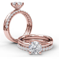 Tapered Band Solitaire Engagement Ring Setting with Round Center Stone by Fana