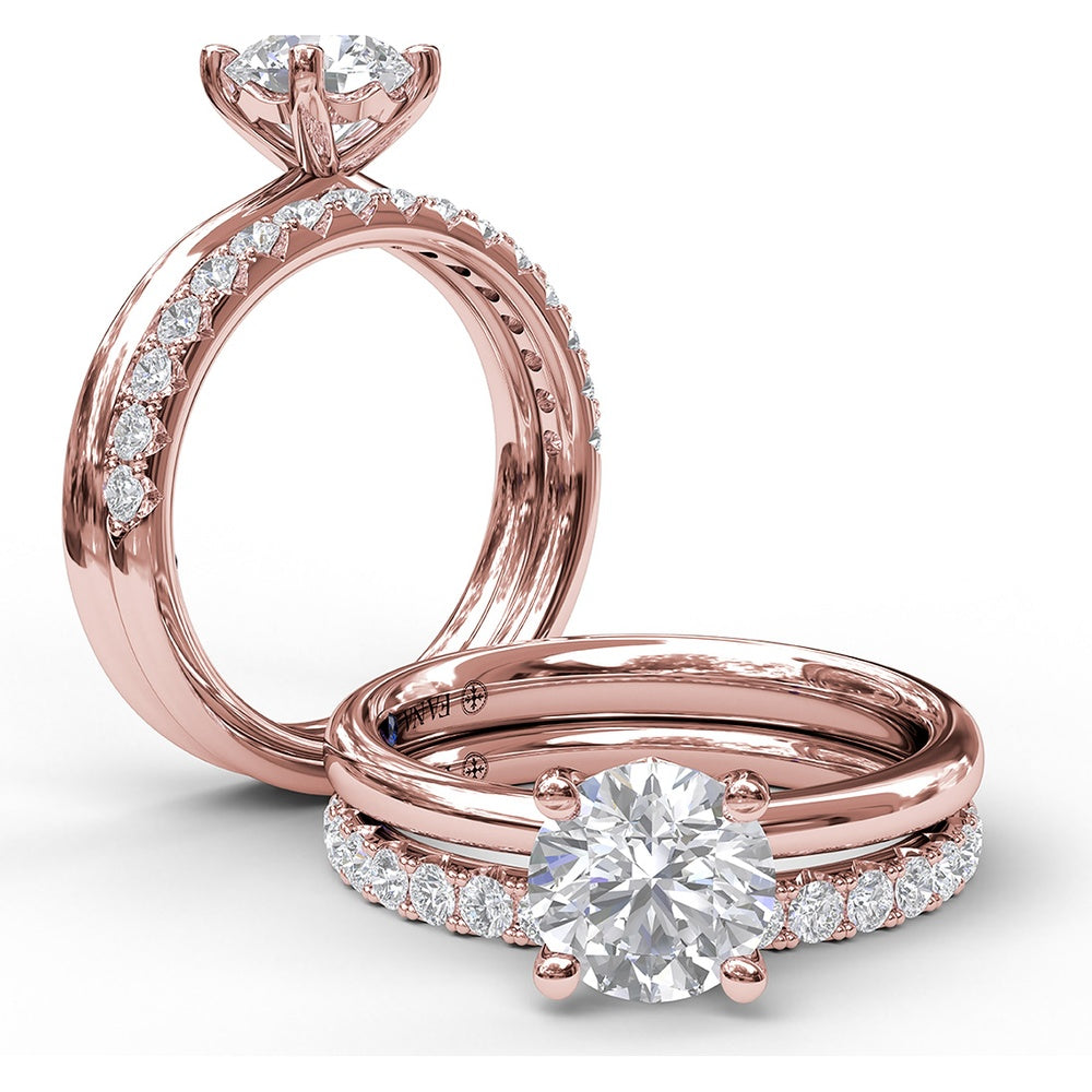 Tapered Band Solitaire Engagement Ring Setting with Round Center Stone by Fana