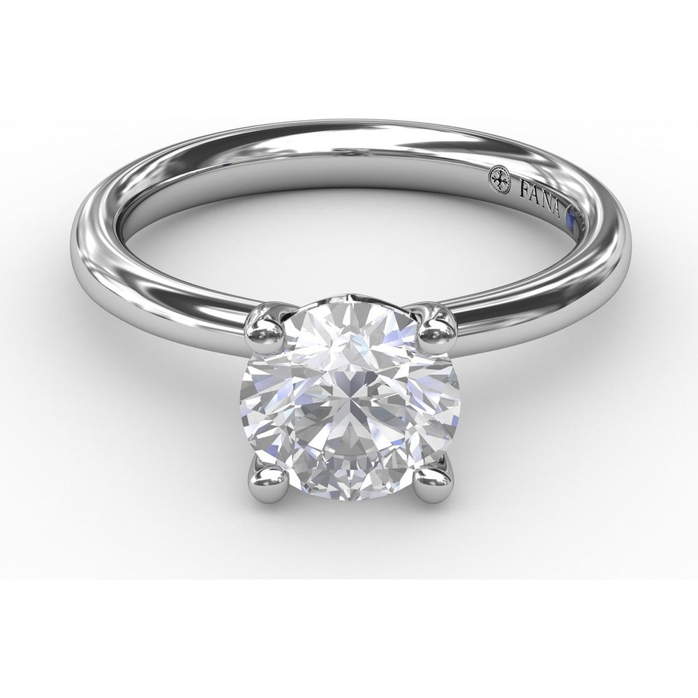 Tapered Band Solitaire Engagement Ring Setting with Round Center Stone by Fana