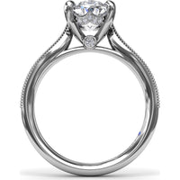 Tapered Milgrain Engagement Ring Setting with Scalloped Hidden Halo by Fana