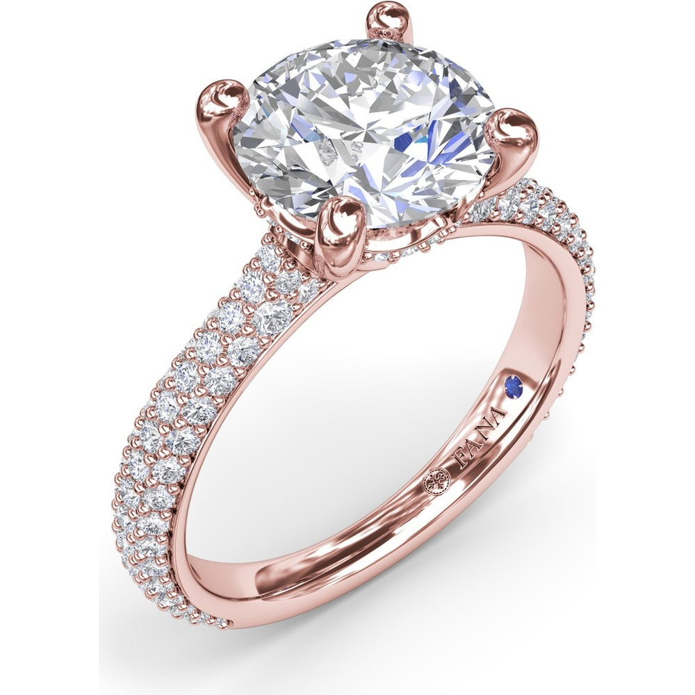 Tapered Pavé Diamond Engagement Ring Setting with Round Center Stone by Fana - 0.77 Carat Total Diamond Weight