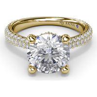 Tapered Pavé Diamond Engagement Ring Setting with Round Center Stone by Fana - 0.77 Carat Total Diamond Weight