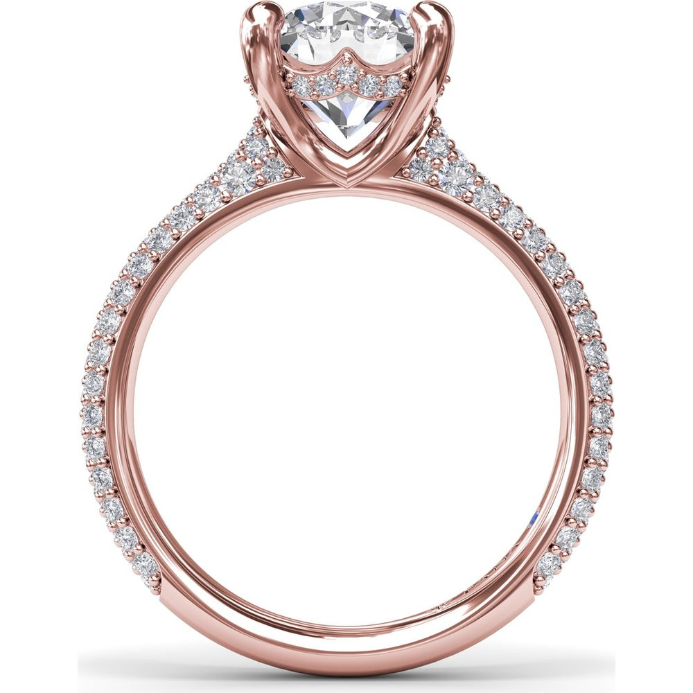 Tapered Pavé Diamond Engagement Ring Setting with Round Center Stone by Fana - 0.77 Carat Total Diamond Weight