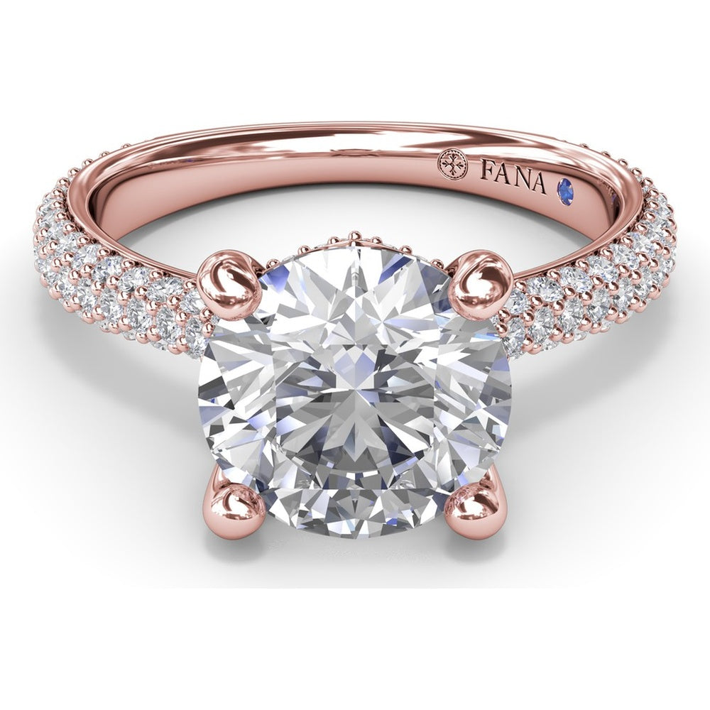 Tapered Pavé Diamond Engagement Ring Setting with Round Center Stone by Fana - 0.77 Carat Total Diamond Weight