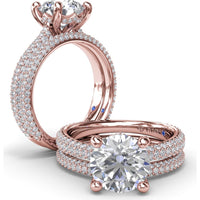 Tapered Pavé Diamond Engagement Ring Setting with Round Center Stone by Fana - 0.77 Carat Total Diamond Weight