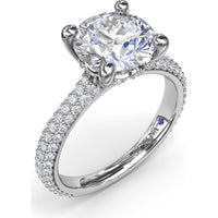 Tapered Pavé Diamond Engagement Ring Setting with Round Center Stone by Fana - 0.77 Carat Total Diamond Weight