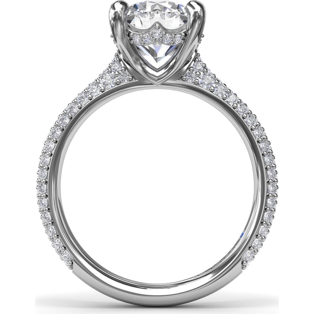Tapered Pavé Diamond Engagement Ring Setting with Round Center Stone by Fana - 0.77 Carat Total Diamond Weight