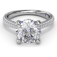 Tapered Pavé Diamond Engagement Ring Setting with Round Center Stone by Fana - 0.77 Carat Total Diamond Weight
