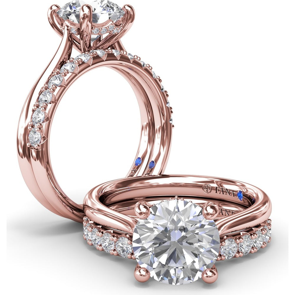 Tapered Shank Engagement Ring Setting with Peek-a-Boo Diamond Detail by Fana - 0.07 Carat Total Diamond Weight