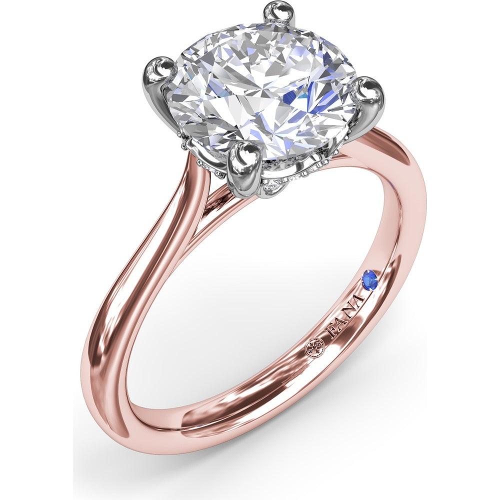 Tapered Shank Engagement Ring Setting with Peek-a-Boo Diamond Detail by Fana - 0.07 Carat Total Diamond Weight