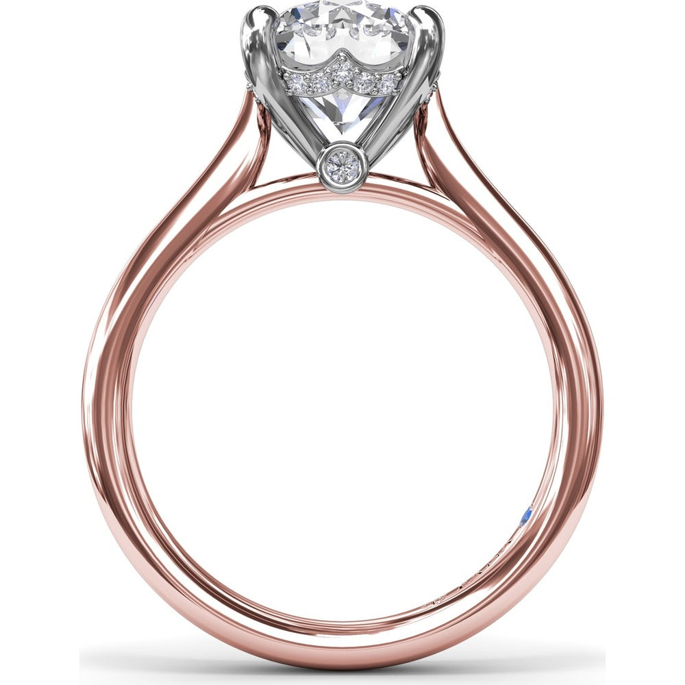 Tapered Shank Engagement Ring Setting with Peek-a-Boo Diamond Detail by Fana - 0.07 Carat Total Diamond Weight