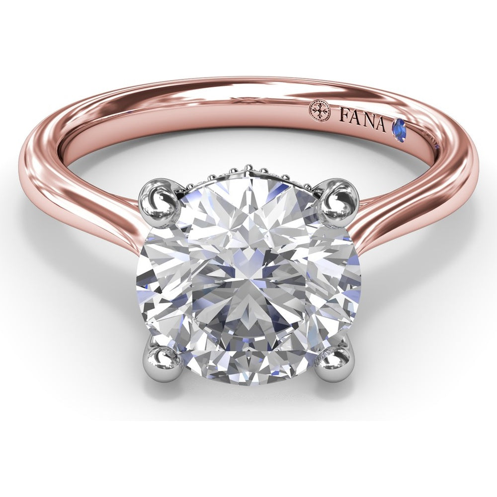 Tapered Shank Engagement Ring Setting with Peek-a-Boo Diamond Detail by Fana - 0.07 Carat Total Diamond Weight
