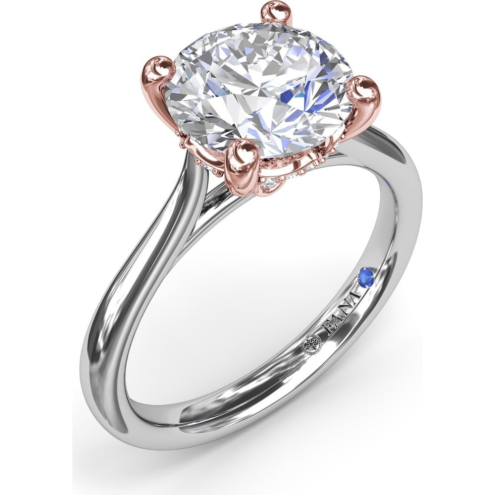 Tapered Shank Engagement Ring Setting with Peek-a-Boo Diamond Detail by Fana - 0.07 Carat Total Diamond Weight