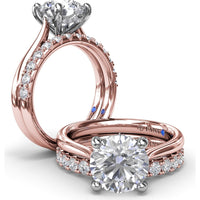 Tapered Shank Engagement Ring Setting with Peek-a-Boo Diamond Detail by Fana - 0.07 Carat Total Diamond Weight