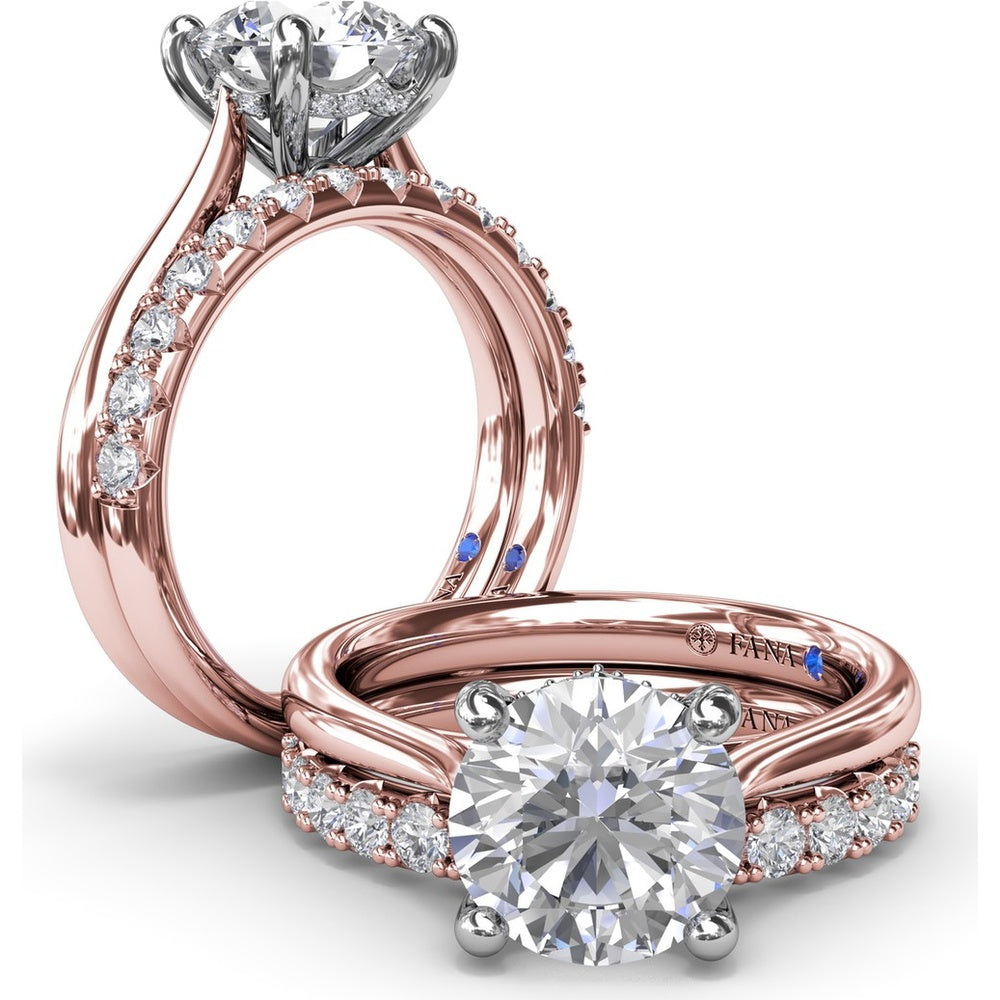 Tapered Shank Engagement Ring Setting with Peek-a-Boo Diamond Detail by Fana - 0.07 Carat Total Diamond Weight