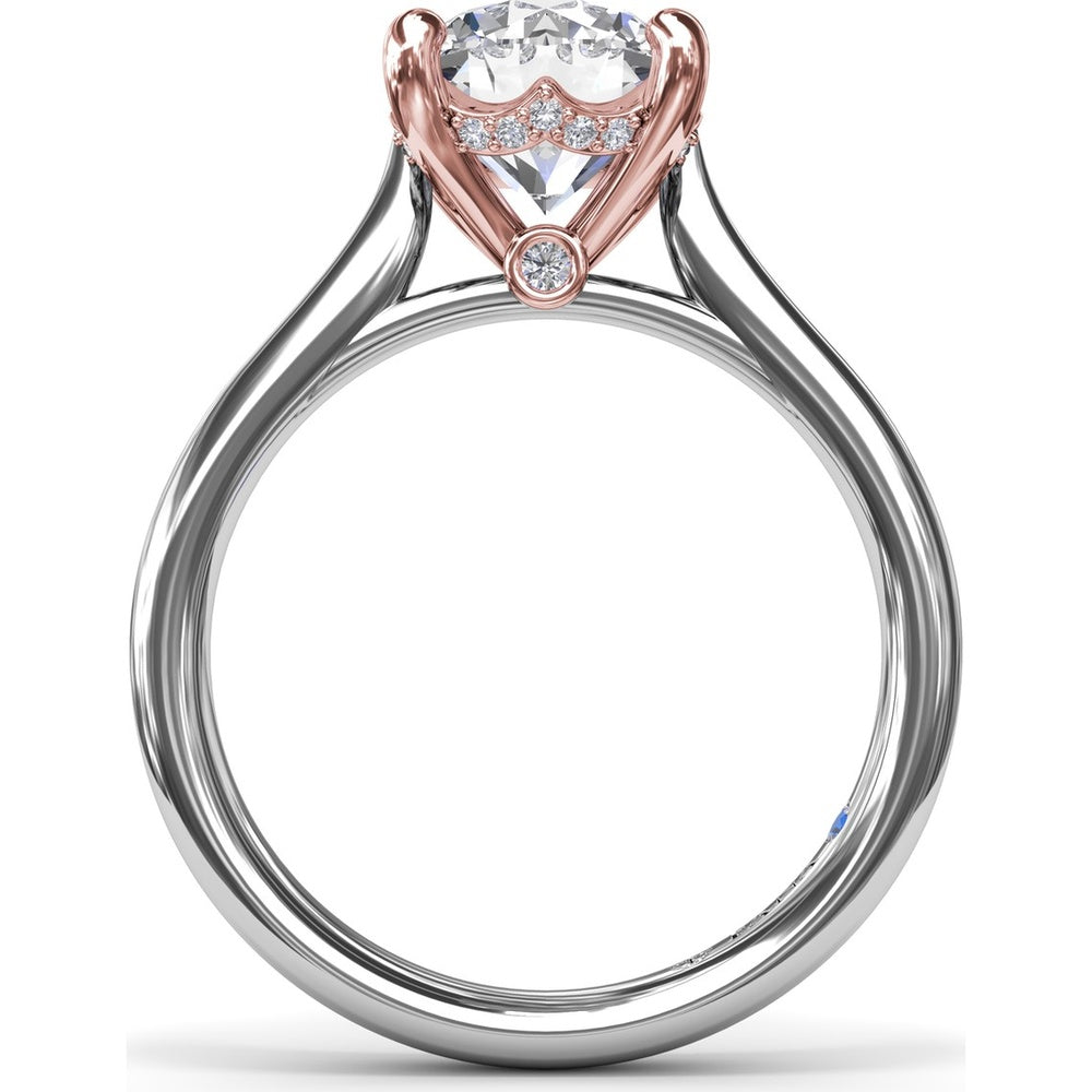 Tapered Shank Engagement Ring Setting with Peek-a-Boo Diamond Detail by Fana - 0.07 Carat Total Diamond Weight