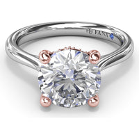 Tapered Shank Engagement Ring Setting with Peek-a-Boo Diamond Detail by Fana - 0.07 Carat Total Diamond Weight