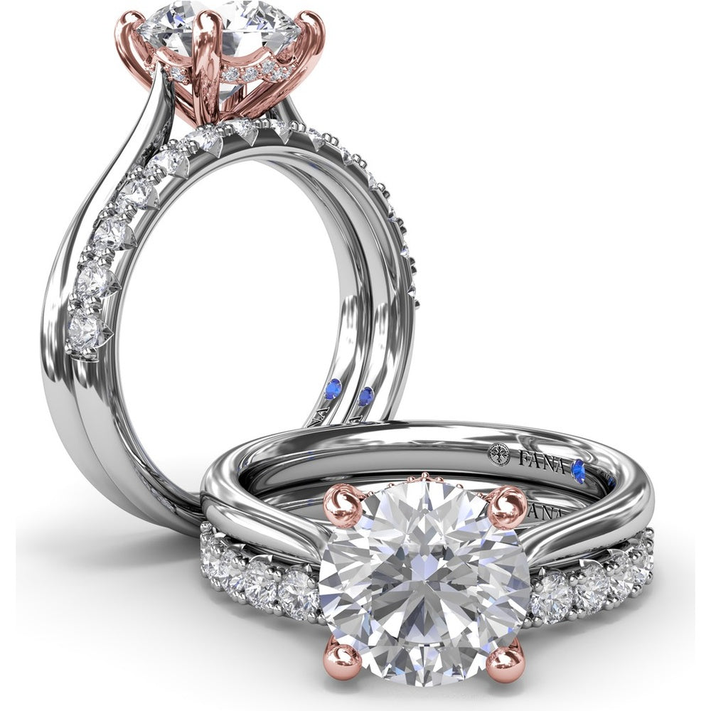 Tapered Shank Engagement Ring Setting with Peek-a-Boo Diamond Detail by Fana - 0.07 Carat Total Diamond Weight