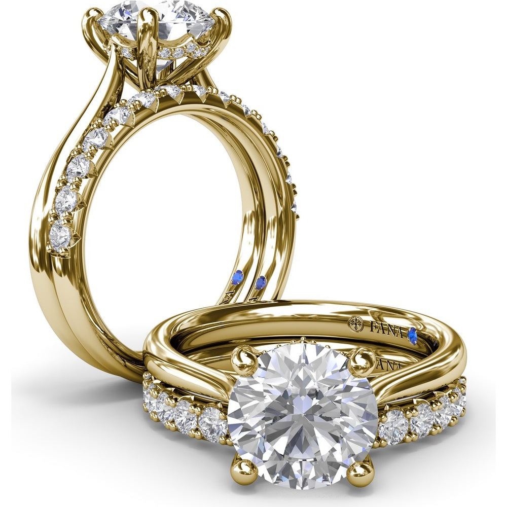 Tapered Shank Engagement Ring Setting with Peek-a-Boo Diamond Detail by Fana - 0.07 Carat Total Diamond Weight