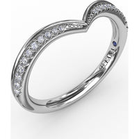 Tapered Shared-Prong Chevron Diamond Band with Polished Border by Fana - 0.14 Carat Total Diamond Weight