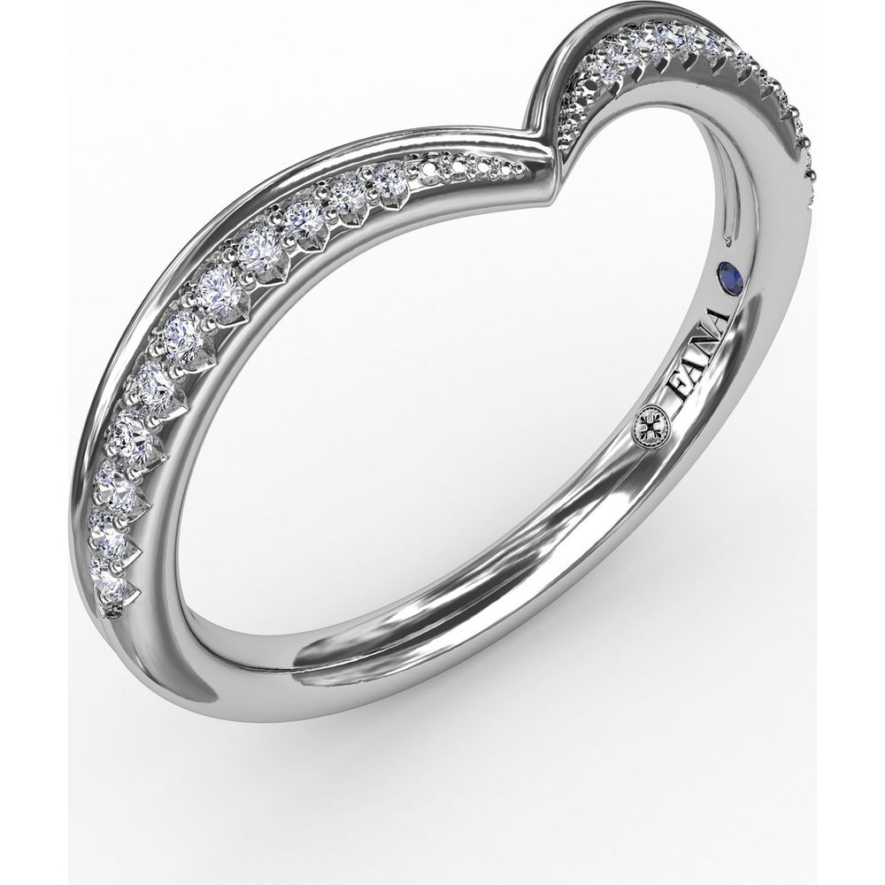 Tapered Shared-Prong Chevron Diamond Band with Polished Border by Fana - 0.14 Carat Total Diamond Weight