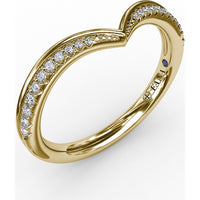 Tapered Shared-Prong Chevron Diamond Band with Polished Border by Fana - 0.14 Carat Total Diamond Weight