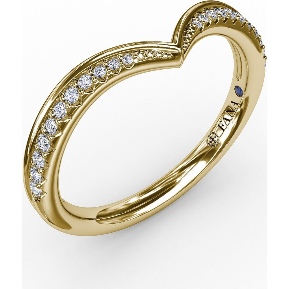 Tapered Shared-Prong Chevron Diamond Band with Polished Border by Fana - 0.14 Carat Total Diamond Weight