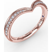 Tapered Shared-Prong Chevron Diamond Band with Polished Border by Fana - 0.14 Carat Total Diamond Weight