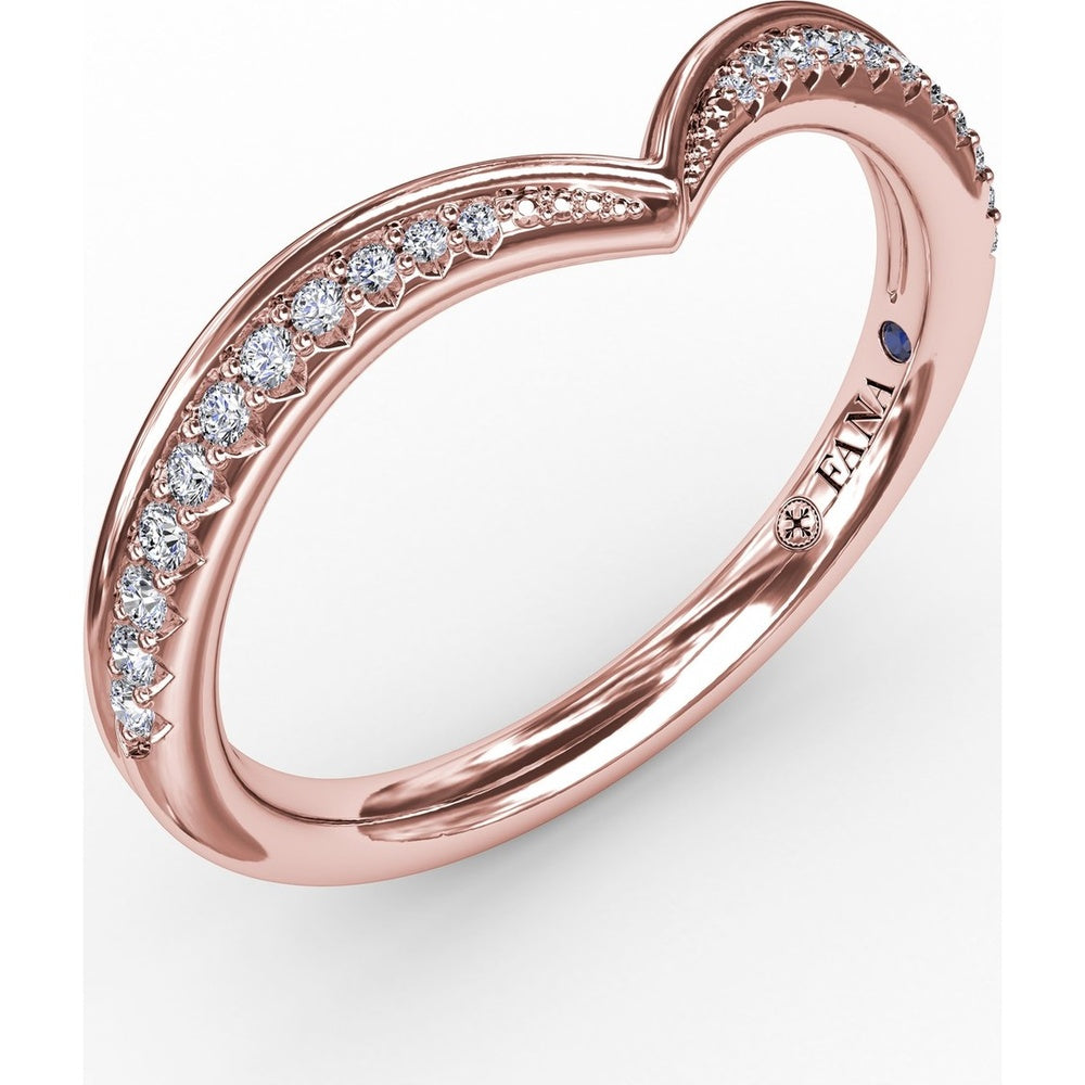 Tapered Shared-Prong Chevron Diamond Band with Polished Border by Fana - 0.14 Carat Total Diamond Weight