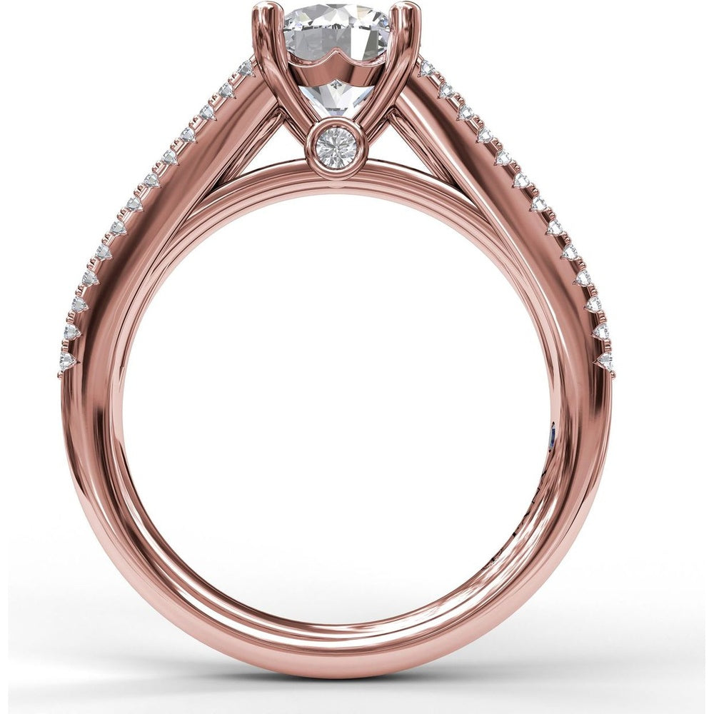 Tapered Shared-Prong Triple Row Diamond Engagement Ring Setting - 0.71 Carat Total Accent Diamond Weight by Fana