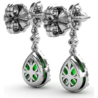 Teardrop Dangle Earrings with Pear Emerald and Diamond Halo by Fana - 2.06 Carat Total Gemstone Weight