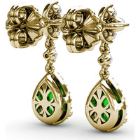 Teardrop Dangle Earrings with Pear Emerald and Diamond Halo by Fana - 2.06 Carat Total Gemstone Weight