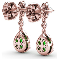Teardrop Dangle Earrings with Pear Emerald and Diamond Halo by Fana - 2.06 Carat Total Gemstone Weight