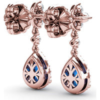 Teardrop Dangle Earrings with Pear Sapphire and Diamond Halo by Fana - 2.24 Carat Total Gemstone Weight