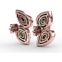 Teardrop Openwork Drop Earrings with Pavé Diamonds and Prong-Set Round Emeralds by Fana - 1.76 Carat Total Gemstone Weight
