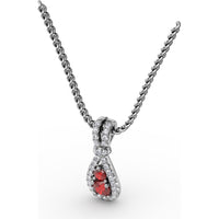Teardrop Pendant with Pavé Diamond Halo and Vertical Rubies by Fana - 0.53 Carat Total Gemstone Weight