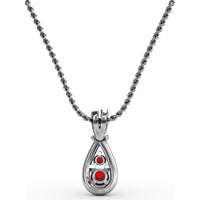 Teardrop Pendant with Pavé Diamond Halo and Vertical Rubies by Fana - 0.53 Carat Total Gemstone Weight