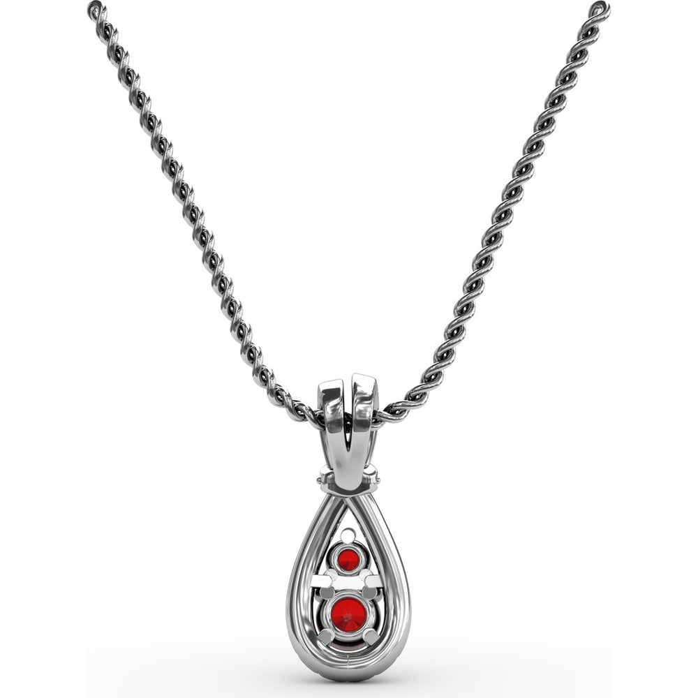 Teardrop Pendant with Pavé Diamond Halo and Vertical Rubies by Fana - 0.53 Carat Total Gemstone Weight