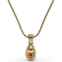 Teardrop Pendant with Pavé Diamond Halo and Vertical Rubies by Fana - 0.53 Carat Total Gemstone Weight