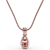 Teardrop Pendant with Pavé Diamond Halo and Vertical Rubies by Fana - 0.53 Carat Total Gemstone Weight