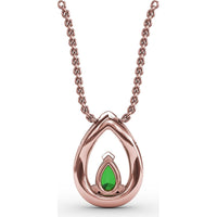 Teardrop Pendant with Pear Emerald and Pavé Diamond Halo by Fana - 0.66 Carat Total Gemstone Weight