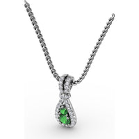 Teardrop Pendant with Pear-Shaped Emerald and Pavé Diamond Halo by Fana - 0.45 Carat Total Gemstone Weight