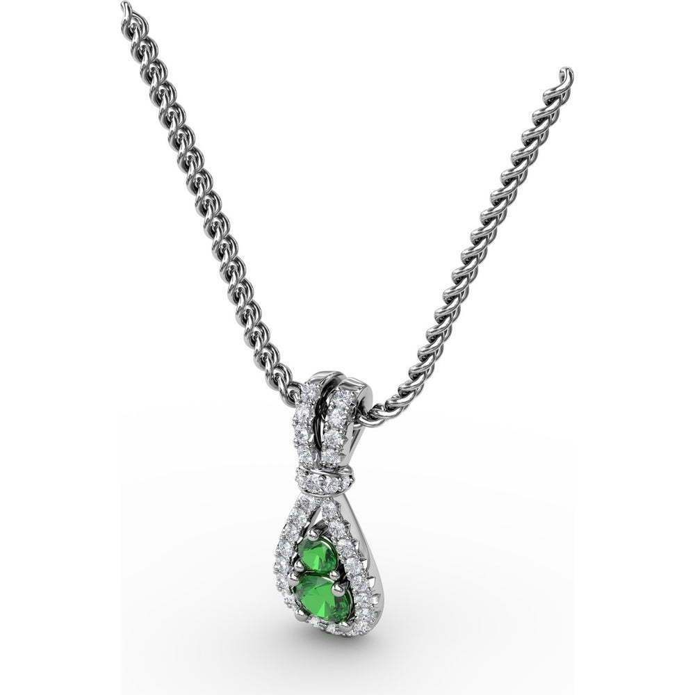 Teardrop Pendant with Pear-Shaped Emerald and Pavé Diamond Halo by Fana - 0.45 Carat Total Gemstone Weight